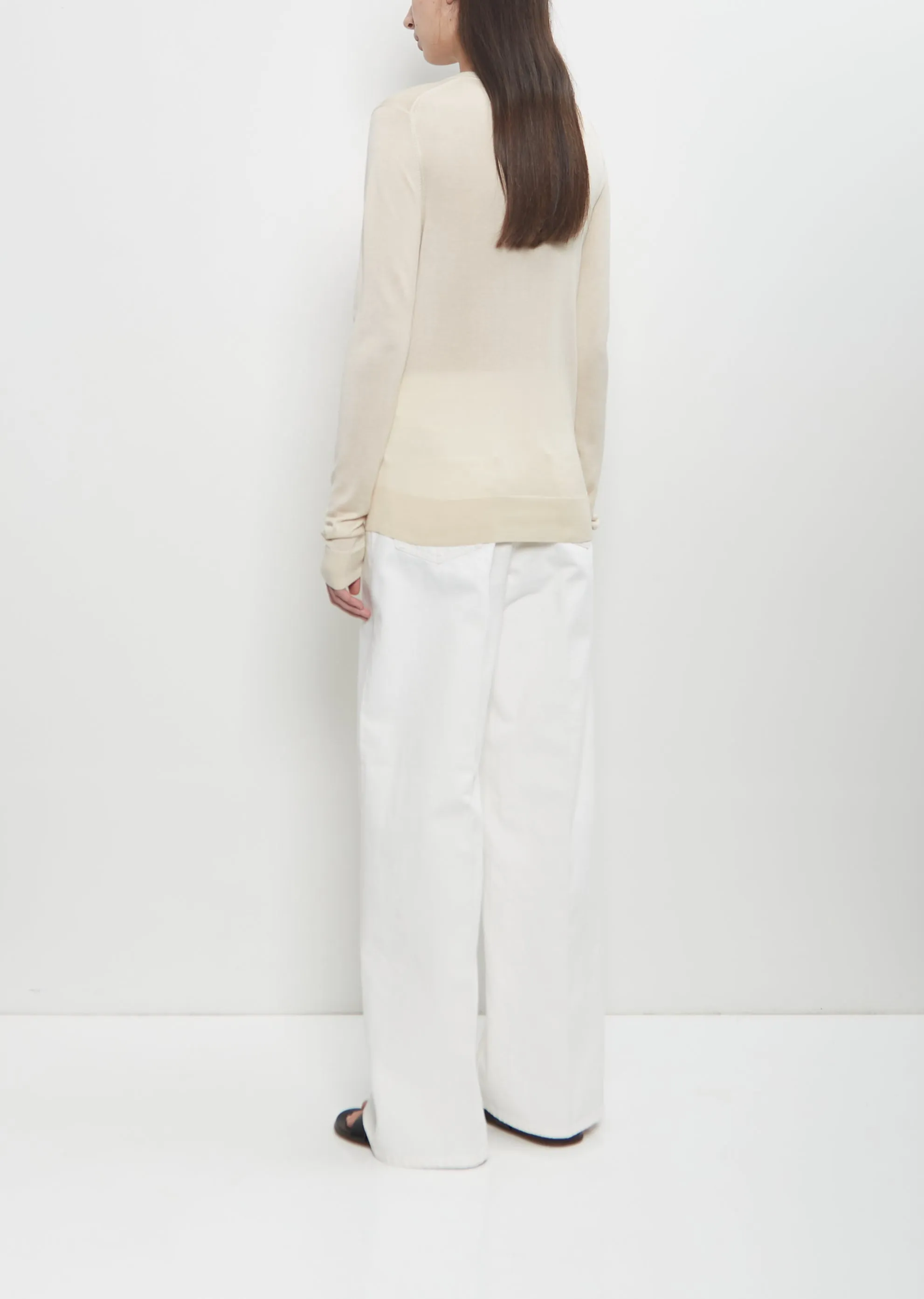 Fine Silk Crew-Neck Knit — Ecru sold by La Garconne product image thumbnail 3