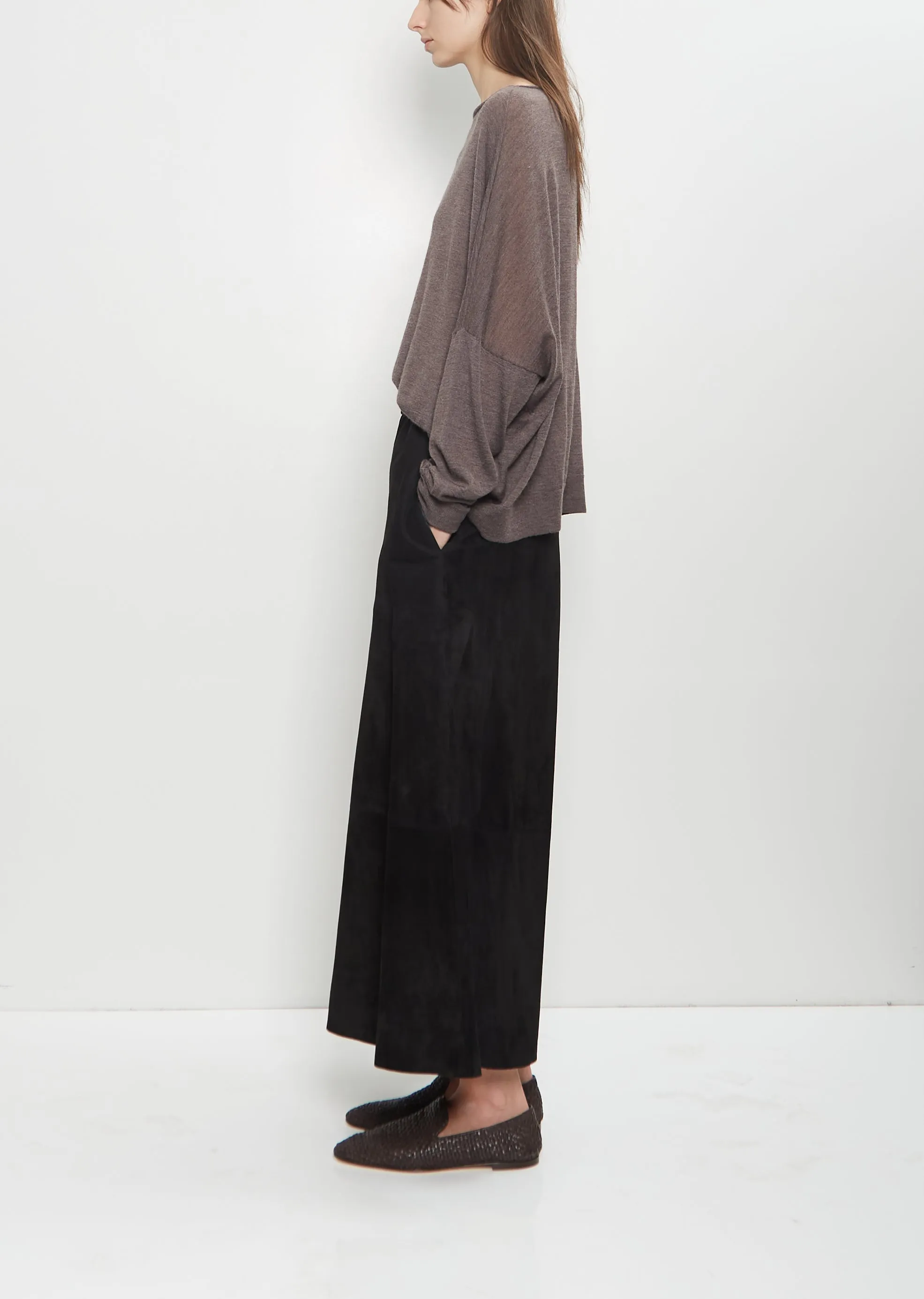 Suede Gaucho Pants — Black sold by La Garconne product image thumbnail 2