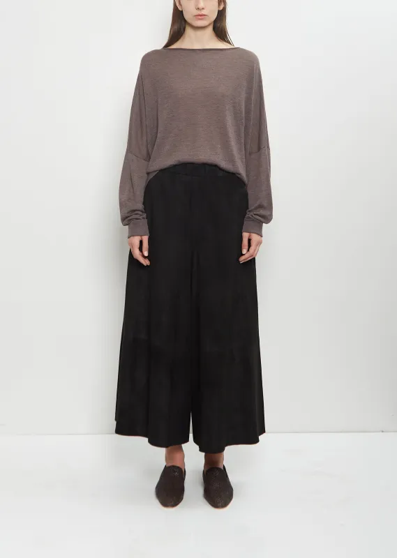 Suede Gaucho Pants — Black sold by La Garconne