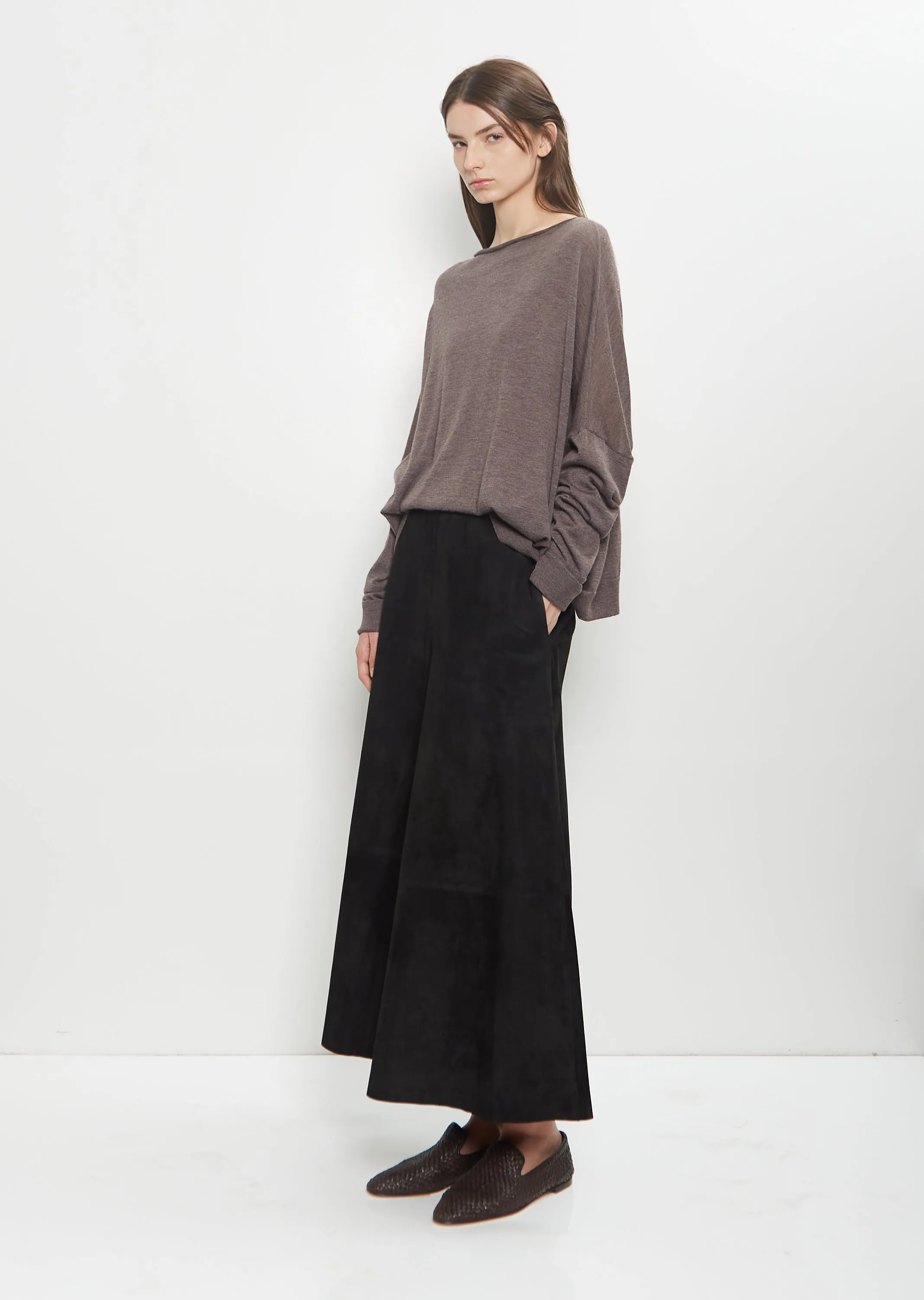 Suede Gaucho Pants — Black sold by La Garconne product image thumbnail 4