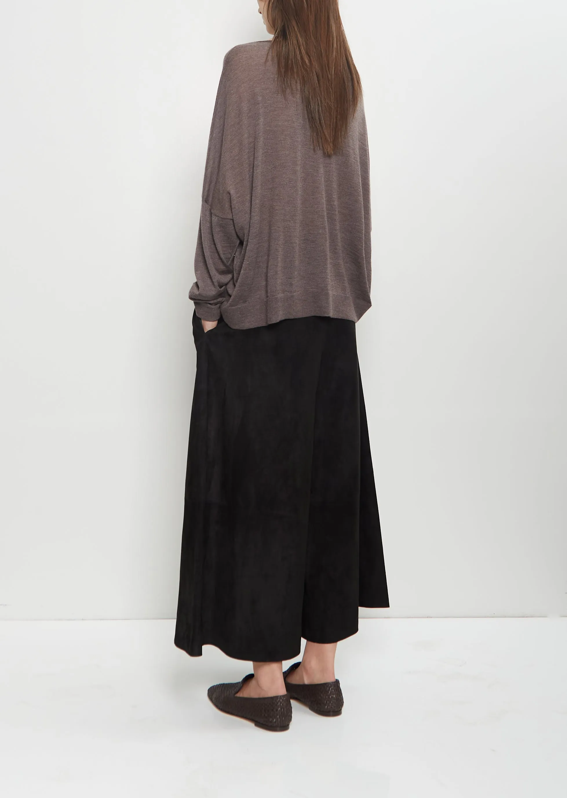 Suede Gaucho Pants — Black sold by La Garconne product image thumbnail 3