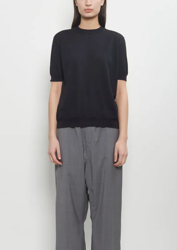 Memphis C-Neck Sweater — Dark Navy Melange sold by La Garconne