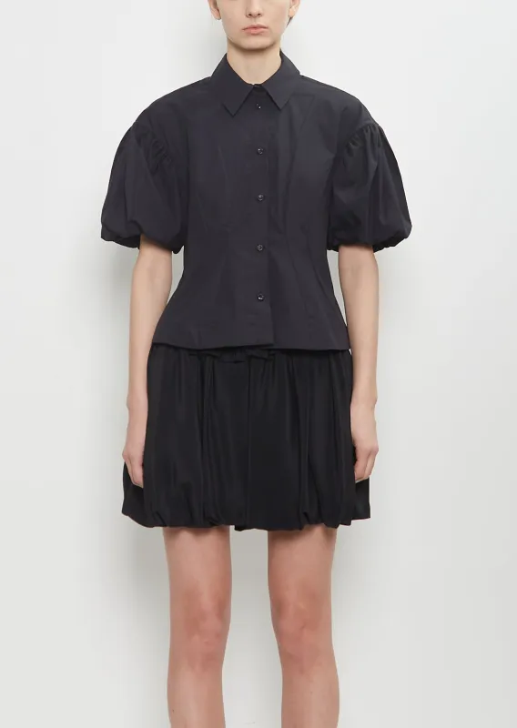 Cotton Puff Sleeve Shirt — Black sold by La Garconne