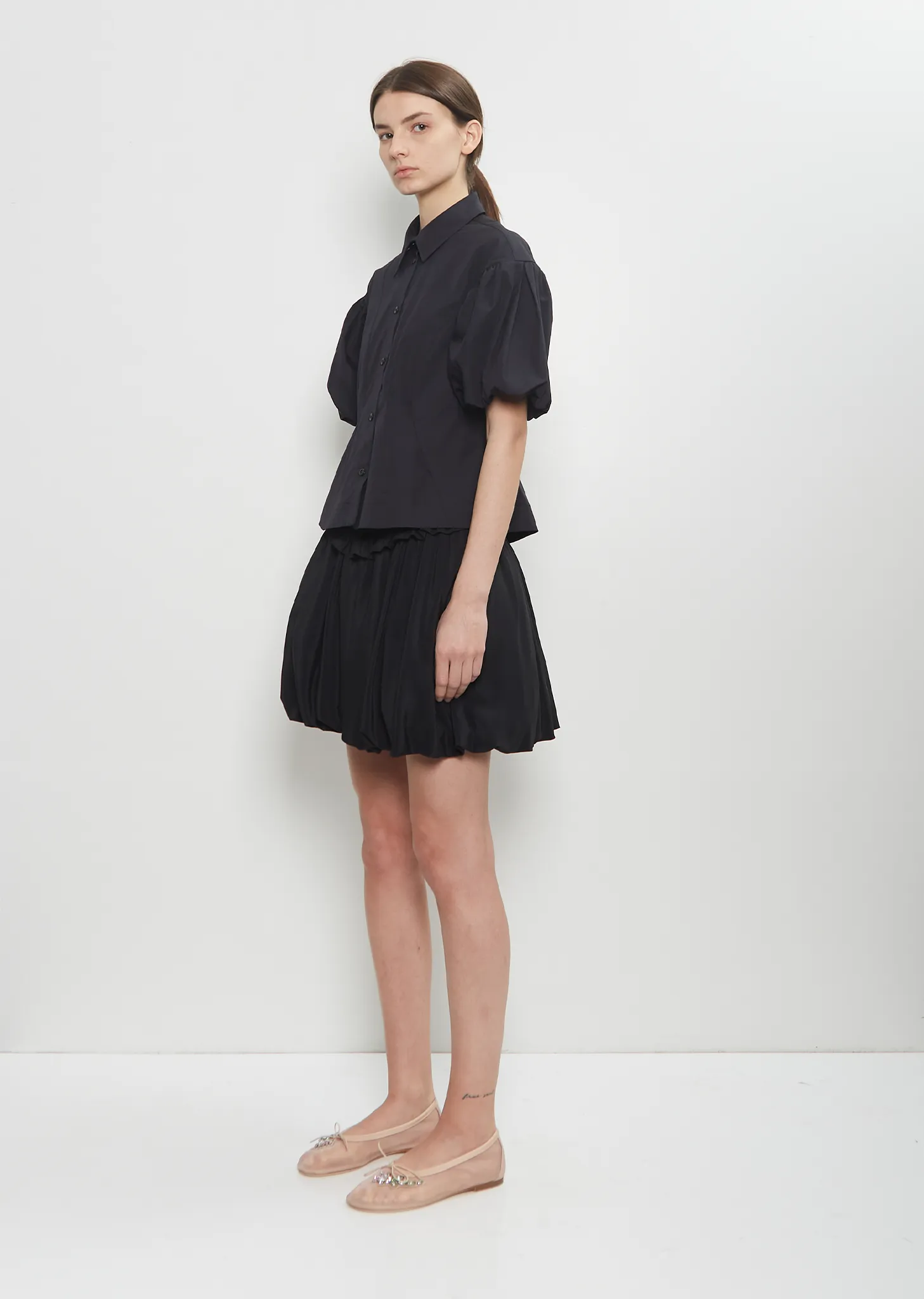 Cotton Puff Sleeve Shirt — Black sold by La Garconne product image thumbnail 4