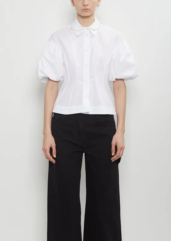 Cotton Puff Sleeve Embellishment Shirt sold by La Garconne