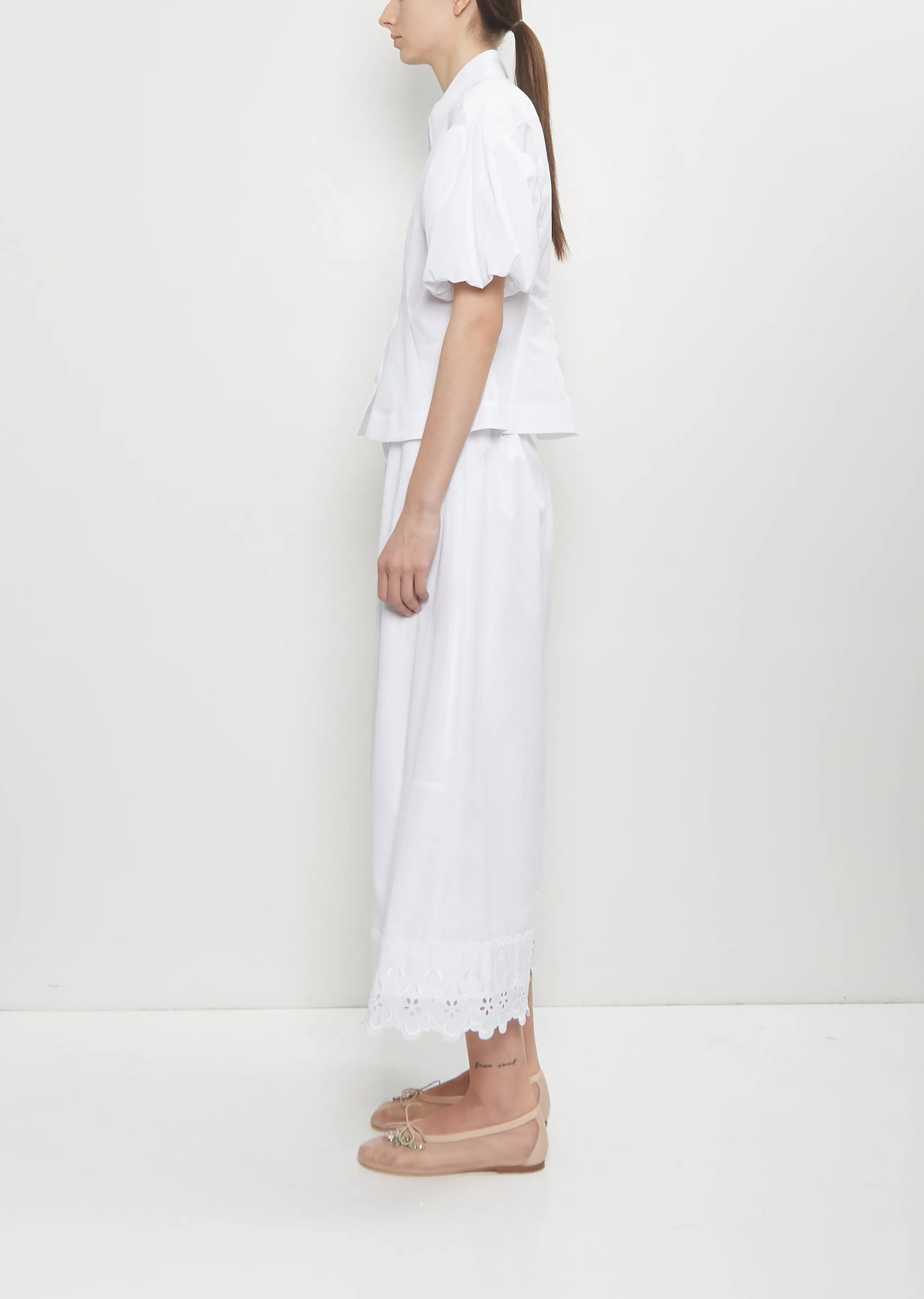 Cotton Puff Sleeve Shirt — White sold by La Garconne product image thumbnail 2