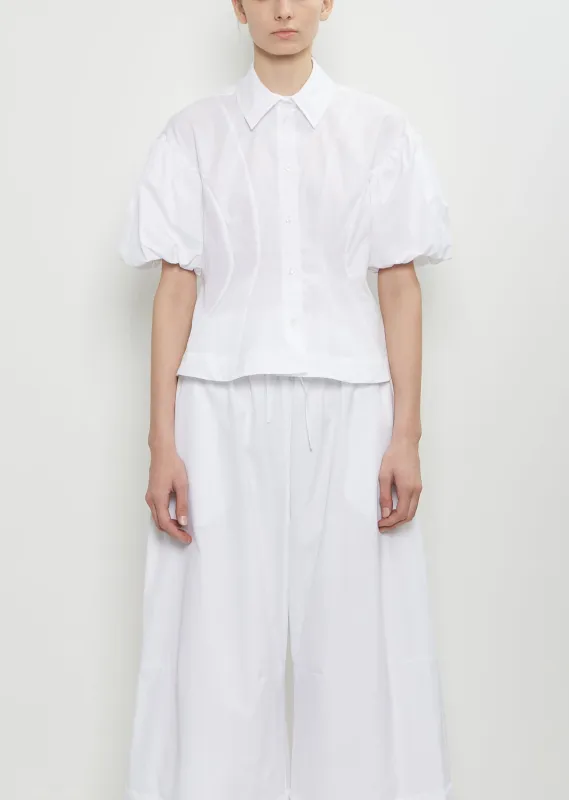 Cotton Puff Sleeve Shirt — White sold by La Garconne