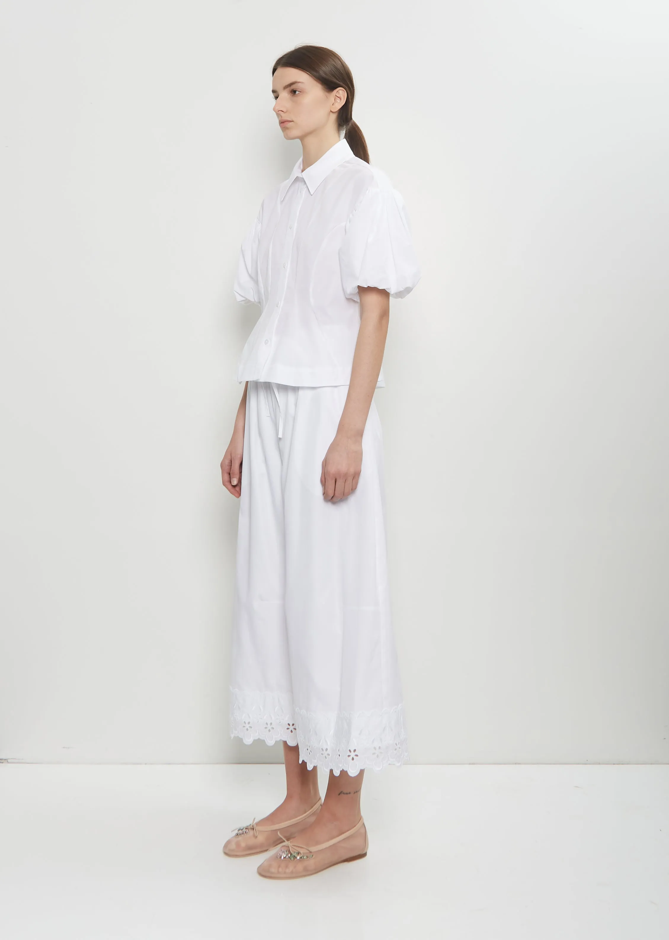 Cotton Puff Sleeve Shirt — White sold by La Garconne product image thumbnail 4