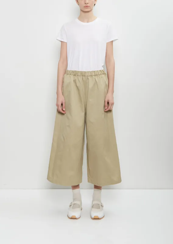 Cotton Twill Wide Leg Trousers — Beige sold by La Garconne