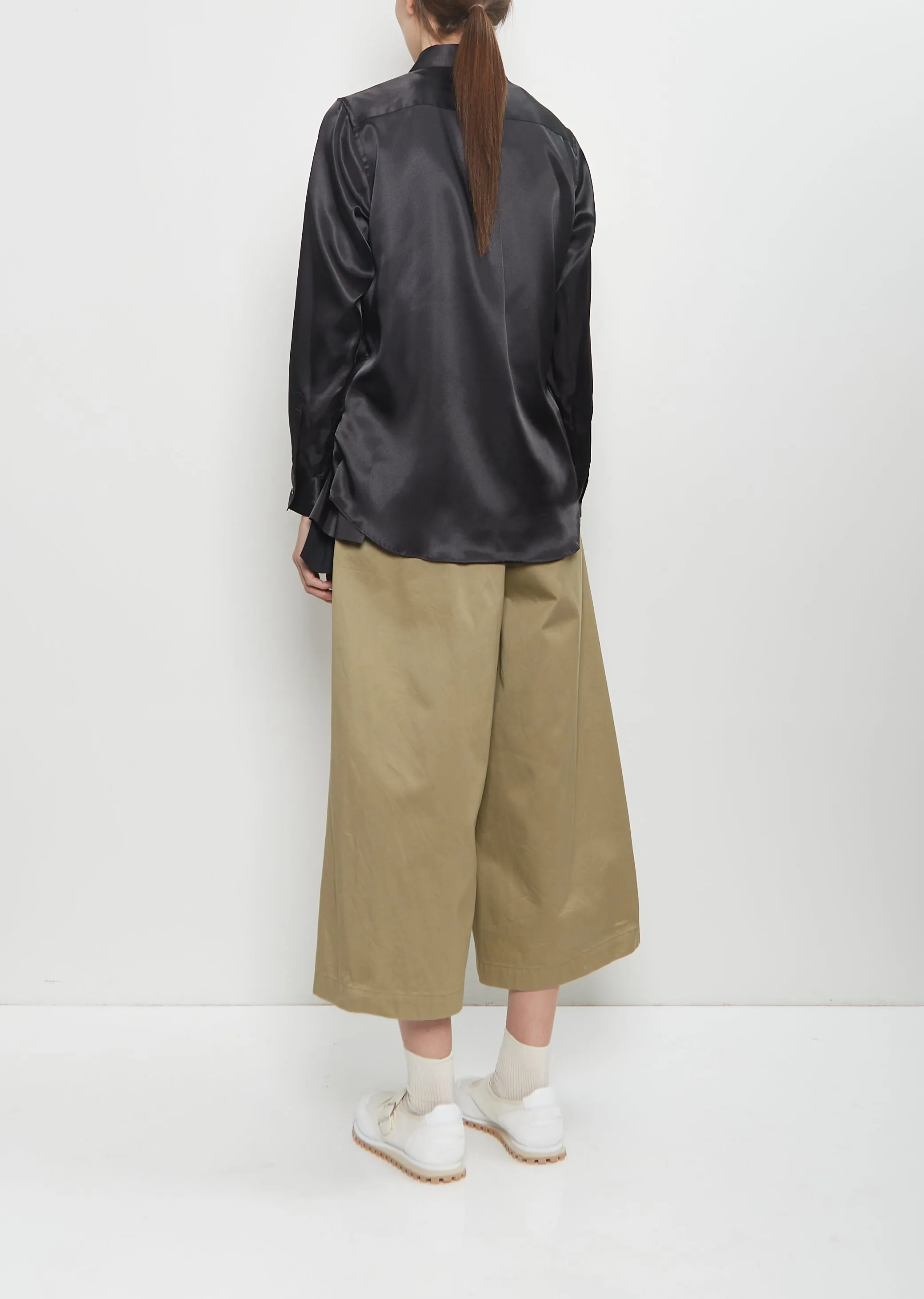 Cotton Twill Wide Leg Trousers — Khaki sold by La Garconne product image thumbnail 3