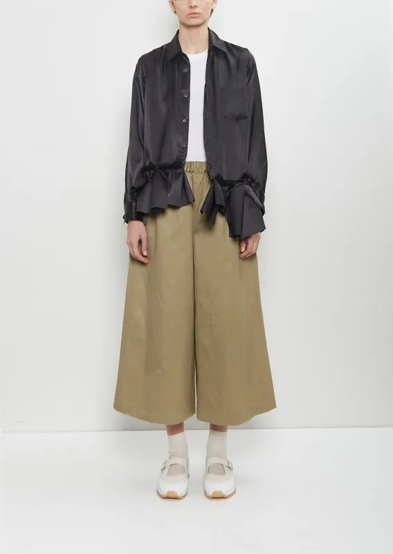 Cotton Twill Wide Leg Trousers — Khaki sold by La Garconne