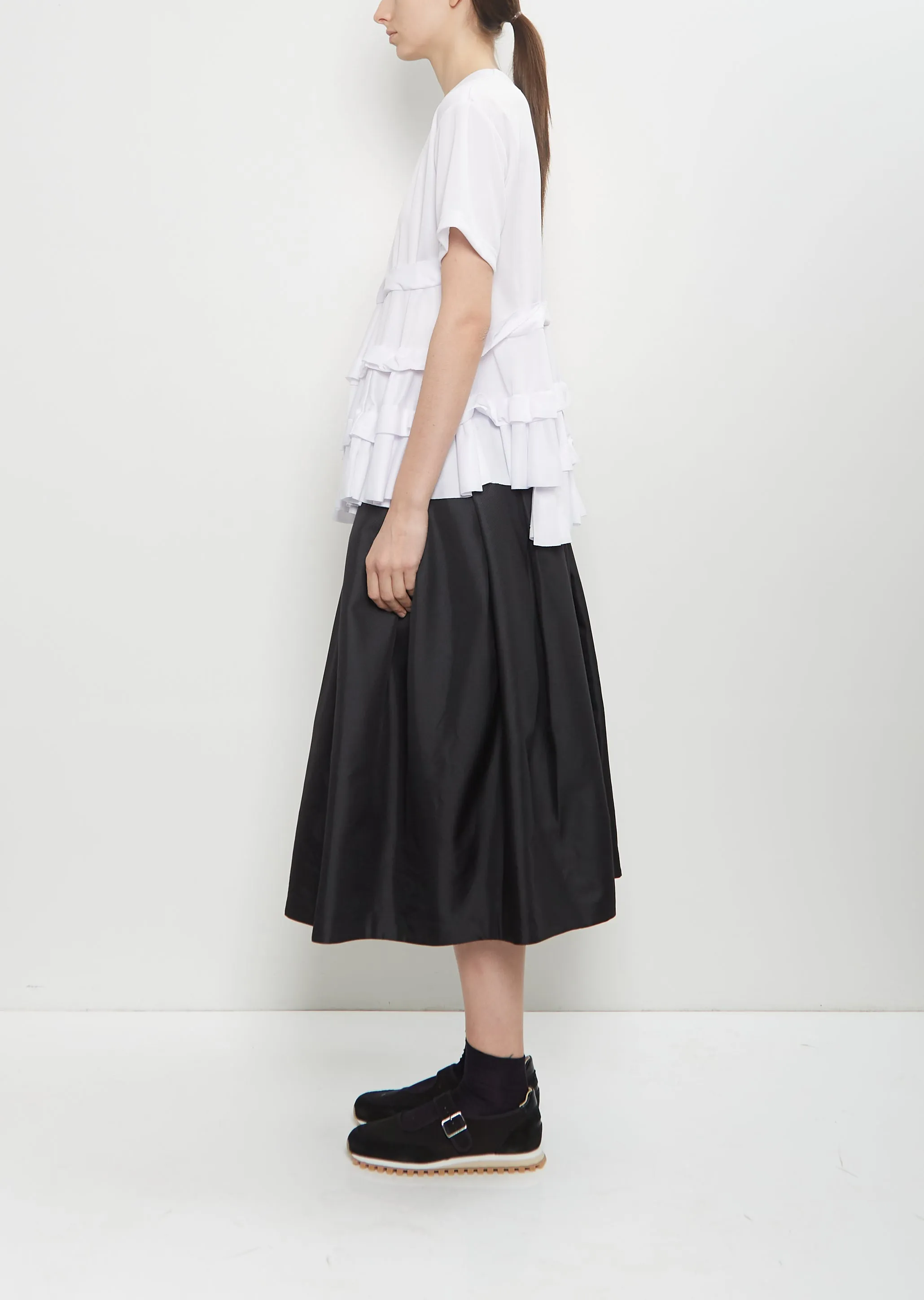 Satin Jersey Ruffle T-Shirt — White sold by La Garconne product image thumbnail 2