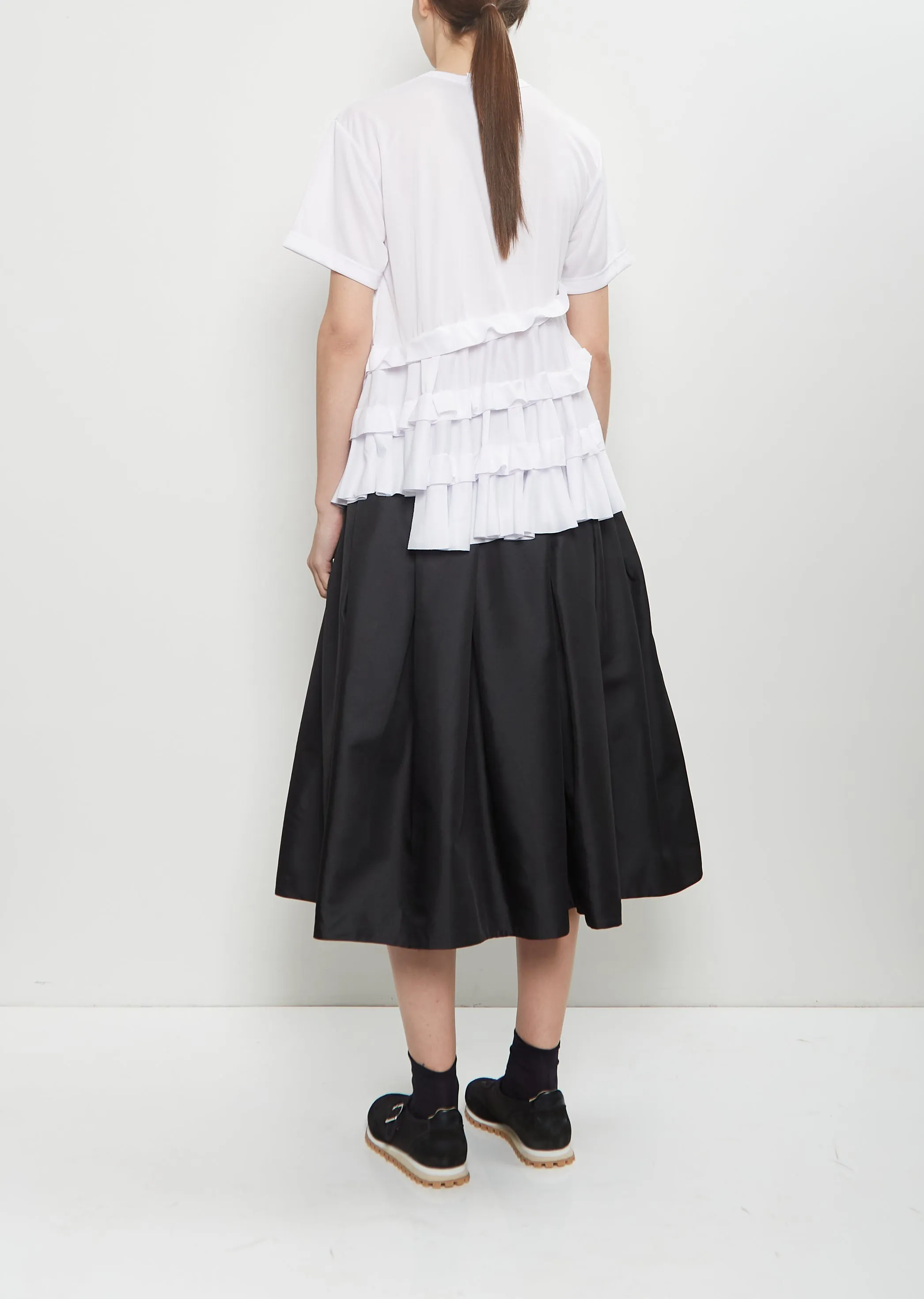 Satin Jersey Ruffle T-Shirt — White sold by La Garconne product image thumbnail 3