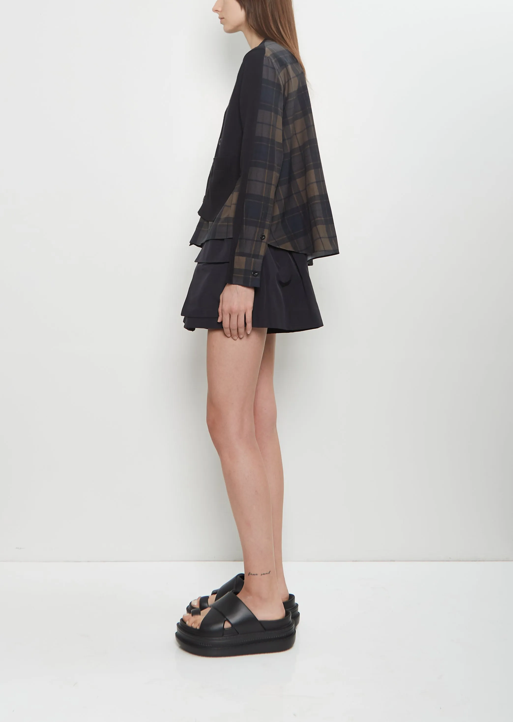 Plaid Print x Knit Cardigan sold by La Garconne product image thumbnail 2