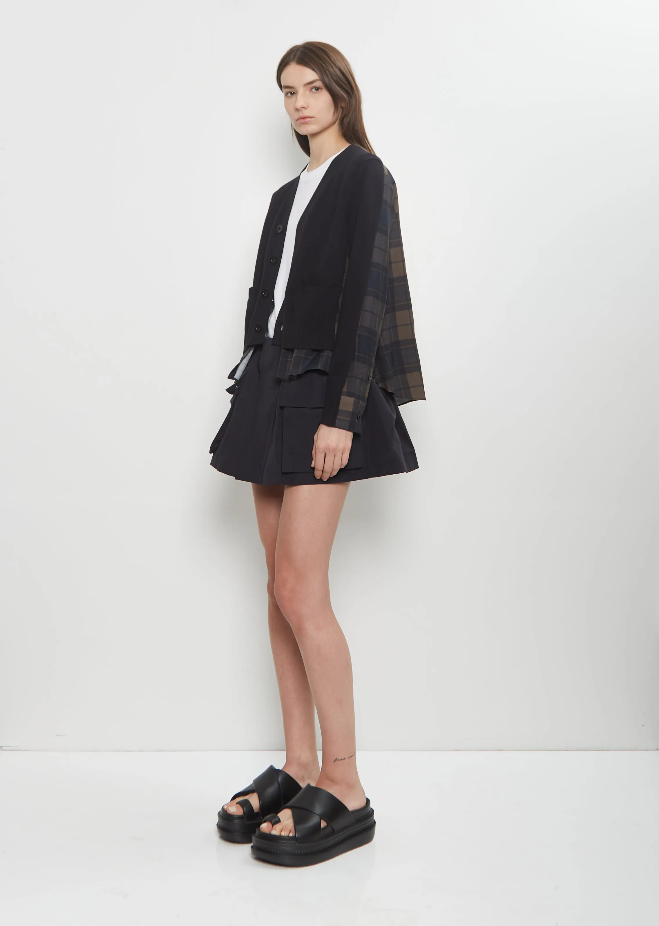 Plaid Print x Knit Cardigan sold by La Garconne product image thumbnail 4