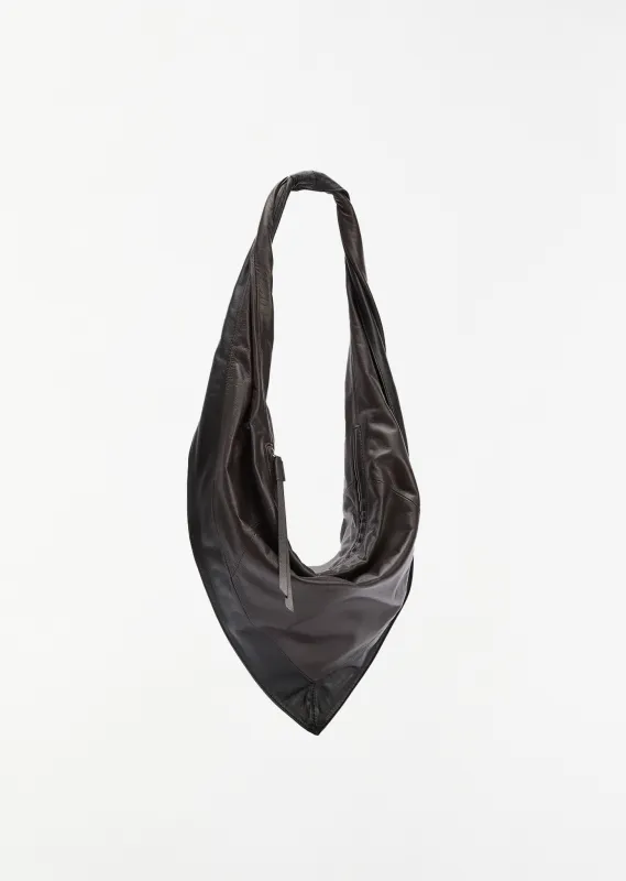 Leather Scarf Bag, Small — Black/Dark Chocolate sold by La Garconne