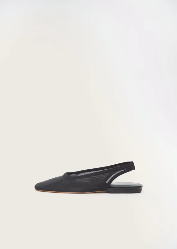 Mesh Slingback Ballet — Black sold by La Garconne