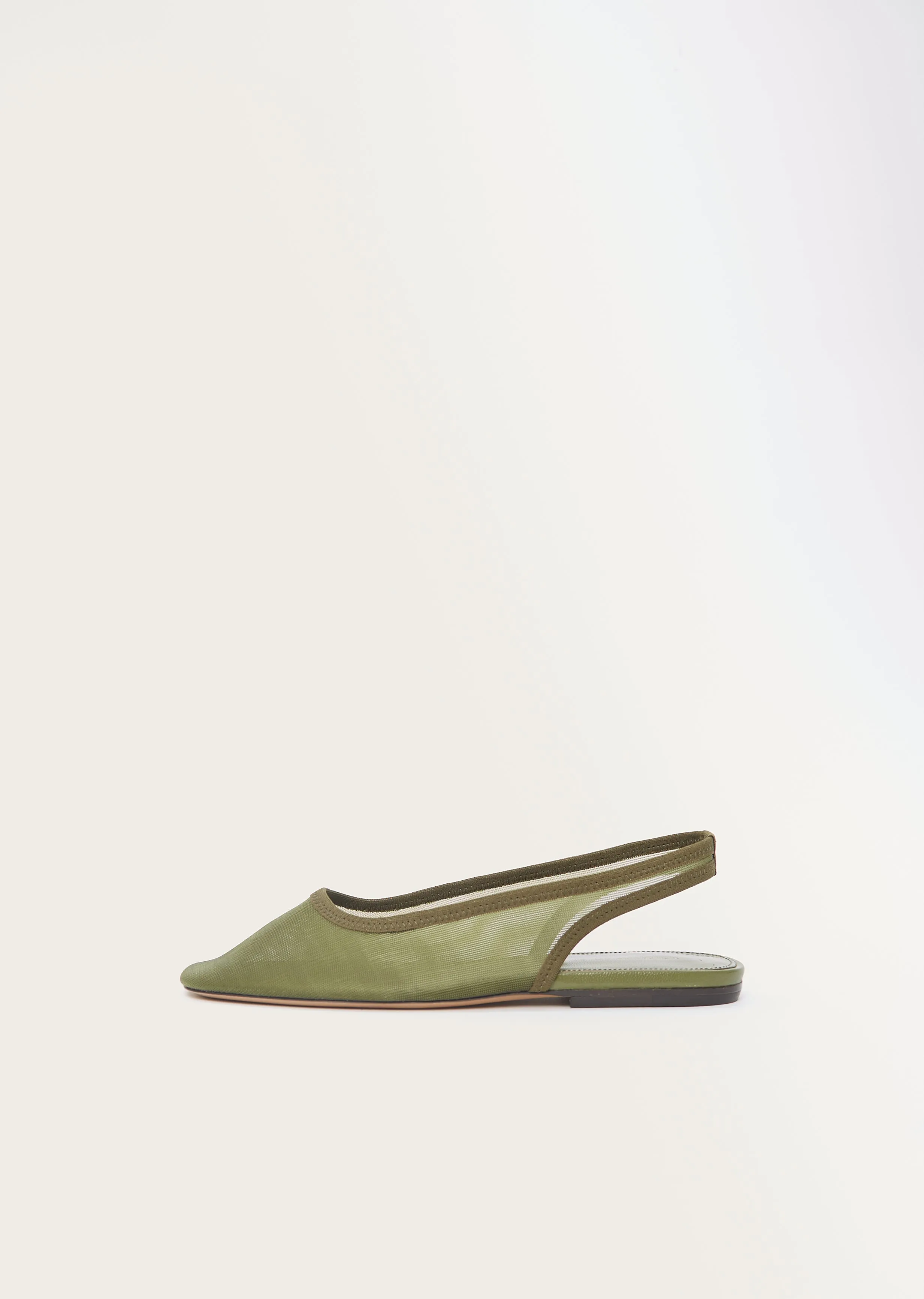 Mesh Slingback Ballet — Khaki sold by La Garconne