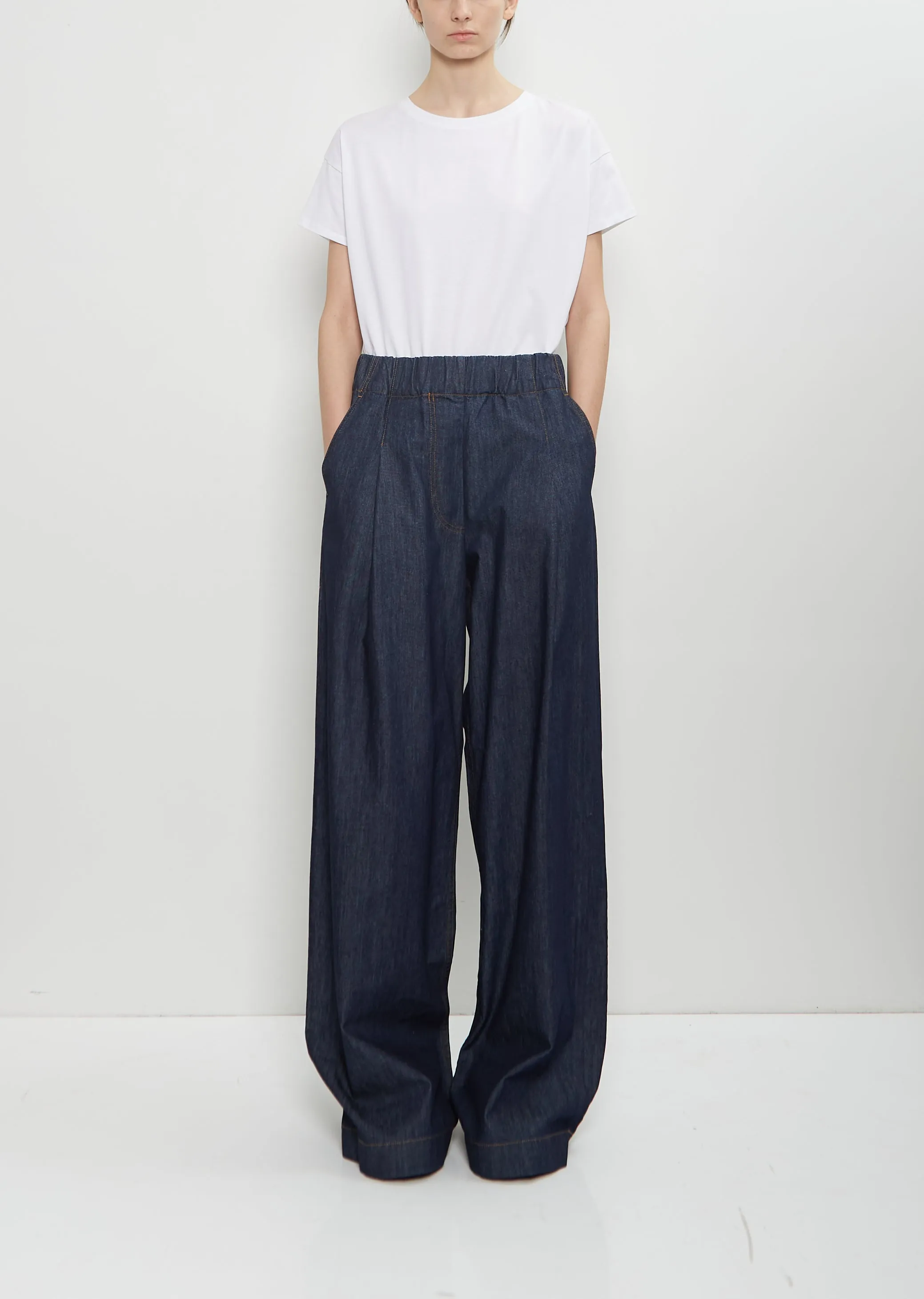 Cotton Denim Pila Pants sold by La Garconne
