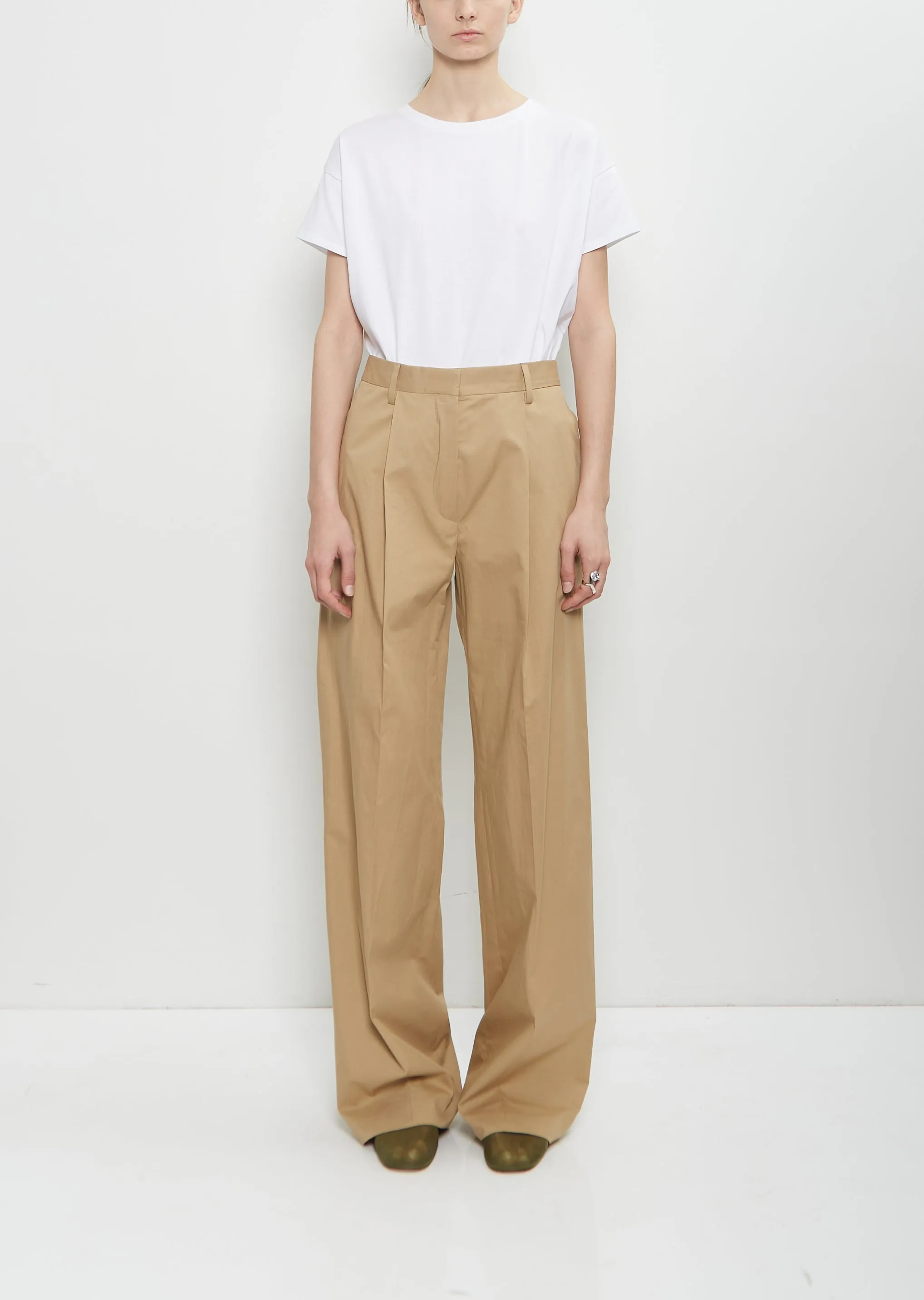 Cotton Portias Pants — Beige sold by La Garconne