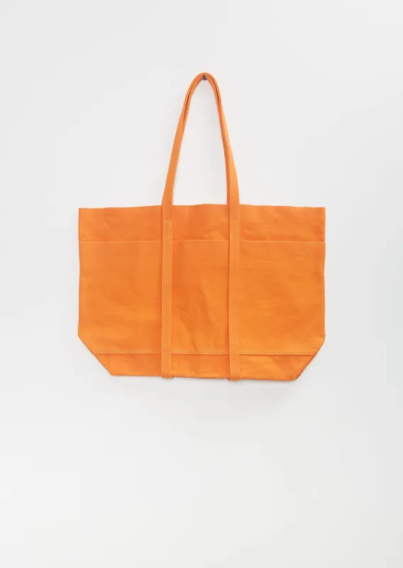 Washed Canvas 6 Pockets Tote M — Orange sold by La Garconne