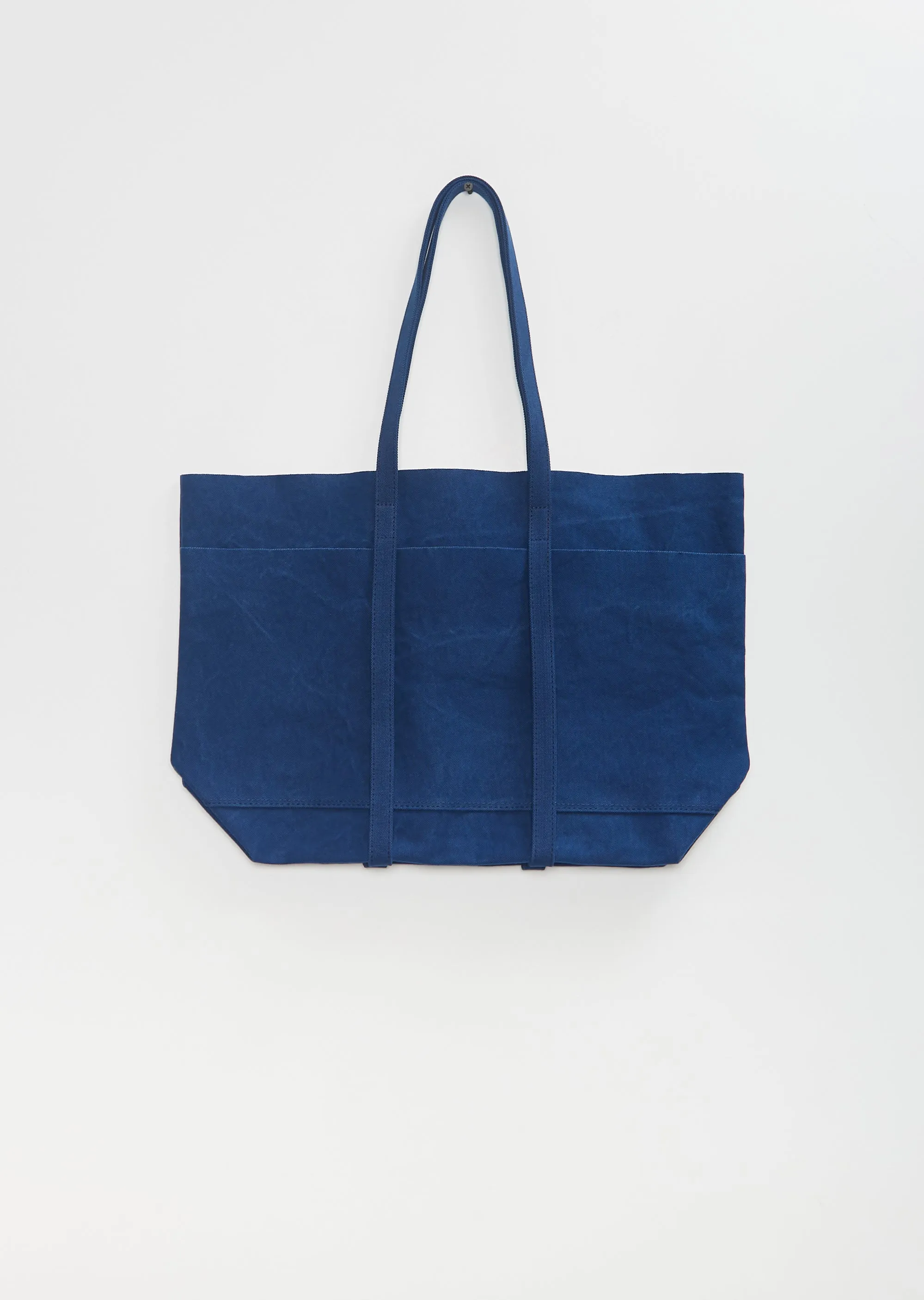 Washed Canvas 6 Pockets Tote M — Blue sold by La Garconne
