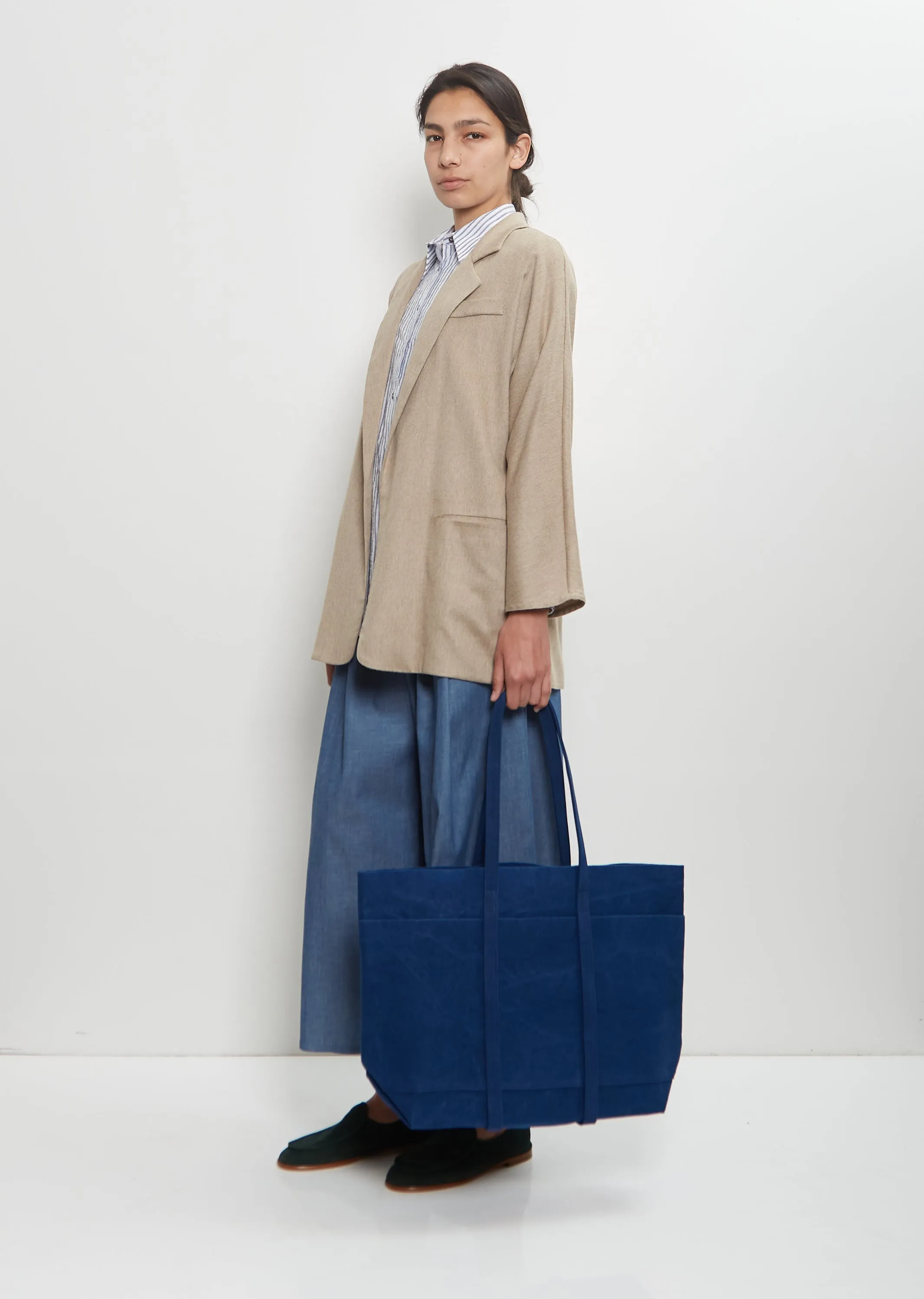 Washed Canvas 6 Pockets Tote M — Blue sold by La Garconne product image thumbnail 2