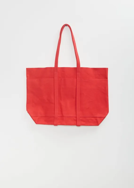 Washed Canvas 6 Pockets Tote M — Red sold by La Garconne