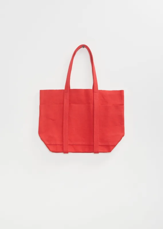 Washed Canvas 6 Pockets Tote S — Red sold by La Garconne
