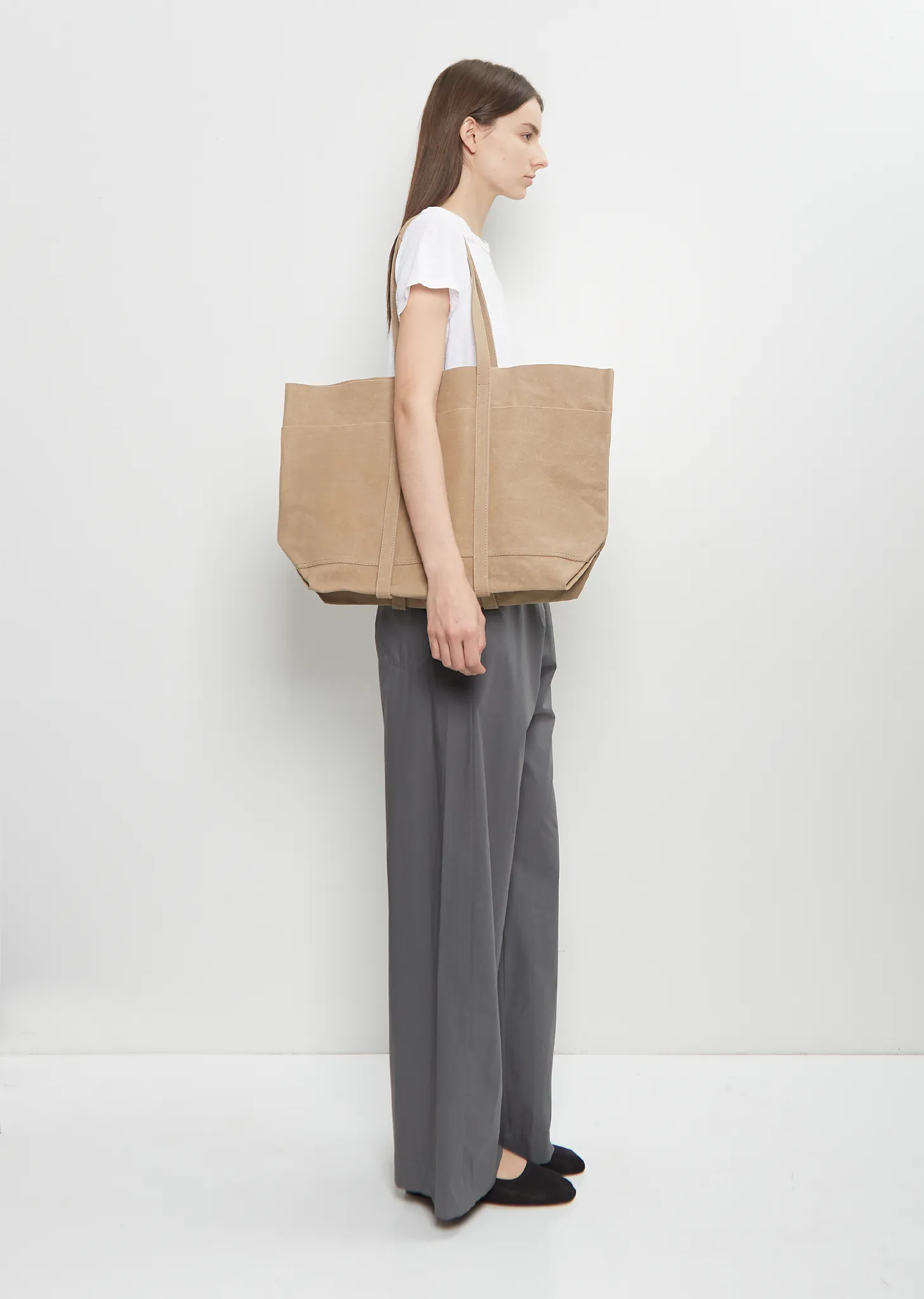 Washed Canvas 6 Pockets Tote M — Taupe sold by La Garconne product image thumbnail 3
