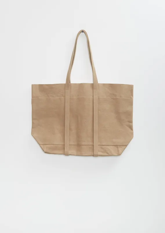 Washed Canvas 6 Pockets Tote M — Taupe sold by La Garconne