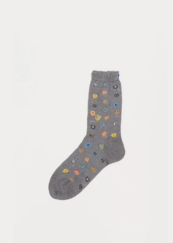 Polka Flower Socks — Mix Grey sold by La Garconne