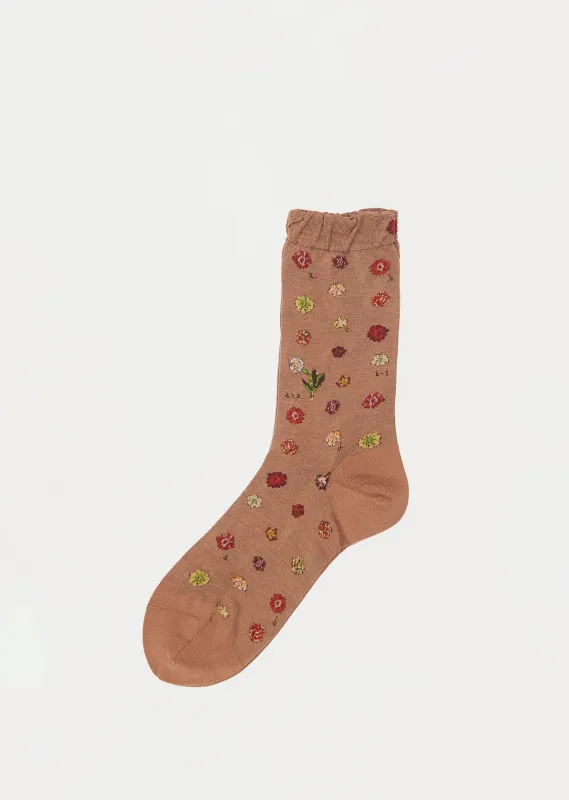 Polka Flower Socks — Brown sold by La Garconne