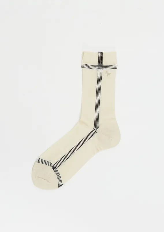 Side Line Silk Socks — Ivory sold by La Garconne