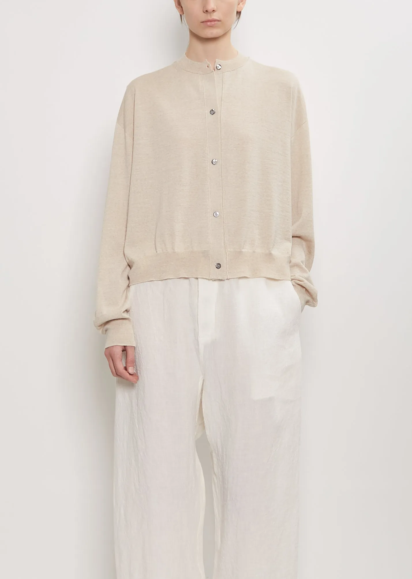 Wool Mito Cropped Cardigan — Oatmeal Melange sold by La Garconne product image thumbnail 2