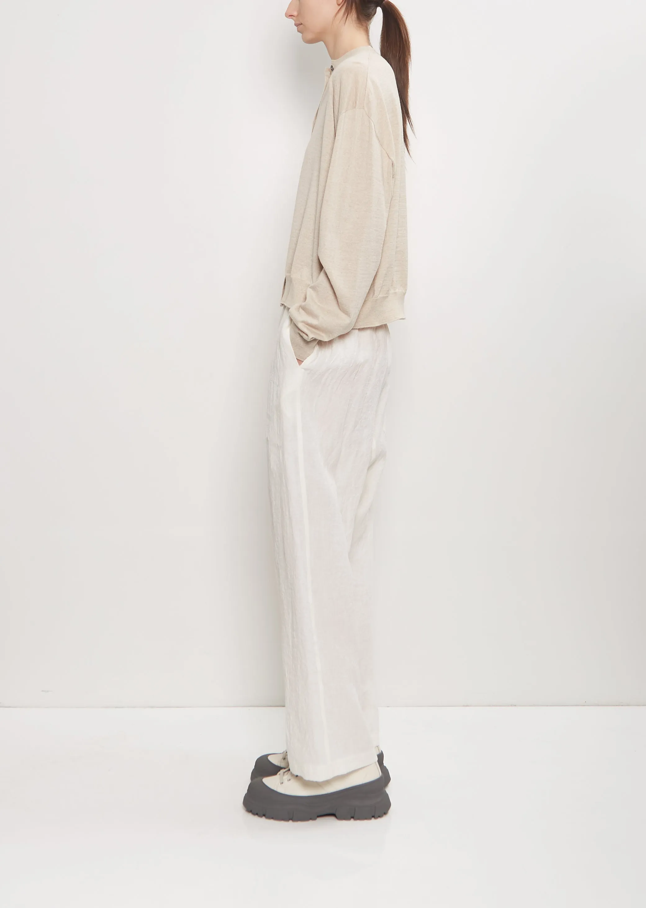 Wool Mito Cropped Cardigan — Oatmeal Melange sold by La Garconne product image thumbnail 3