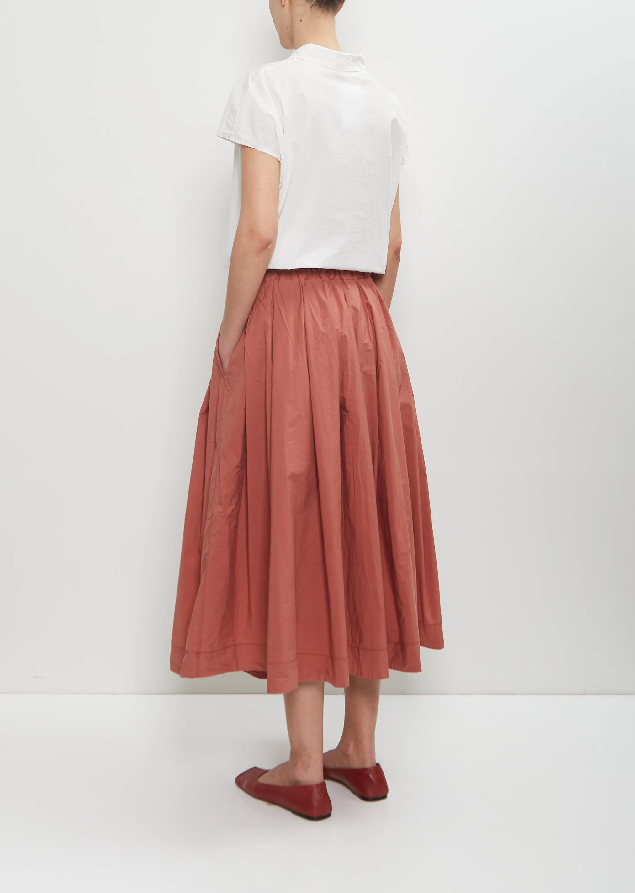 Tissue Cotton Pleated Long Skirt — Coral sold by La Garconne product image thumbnail 3