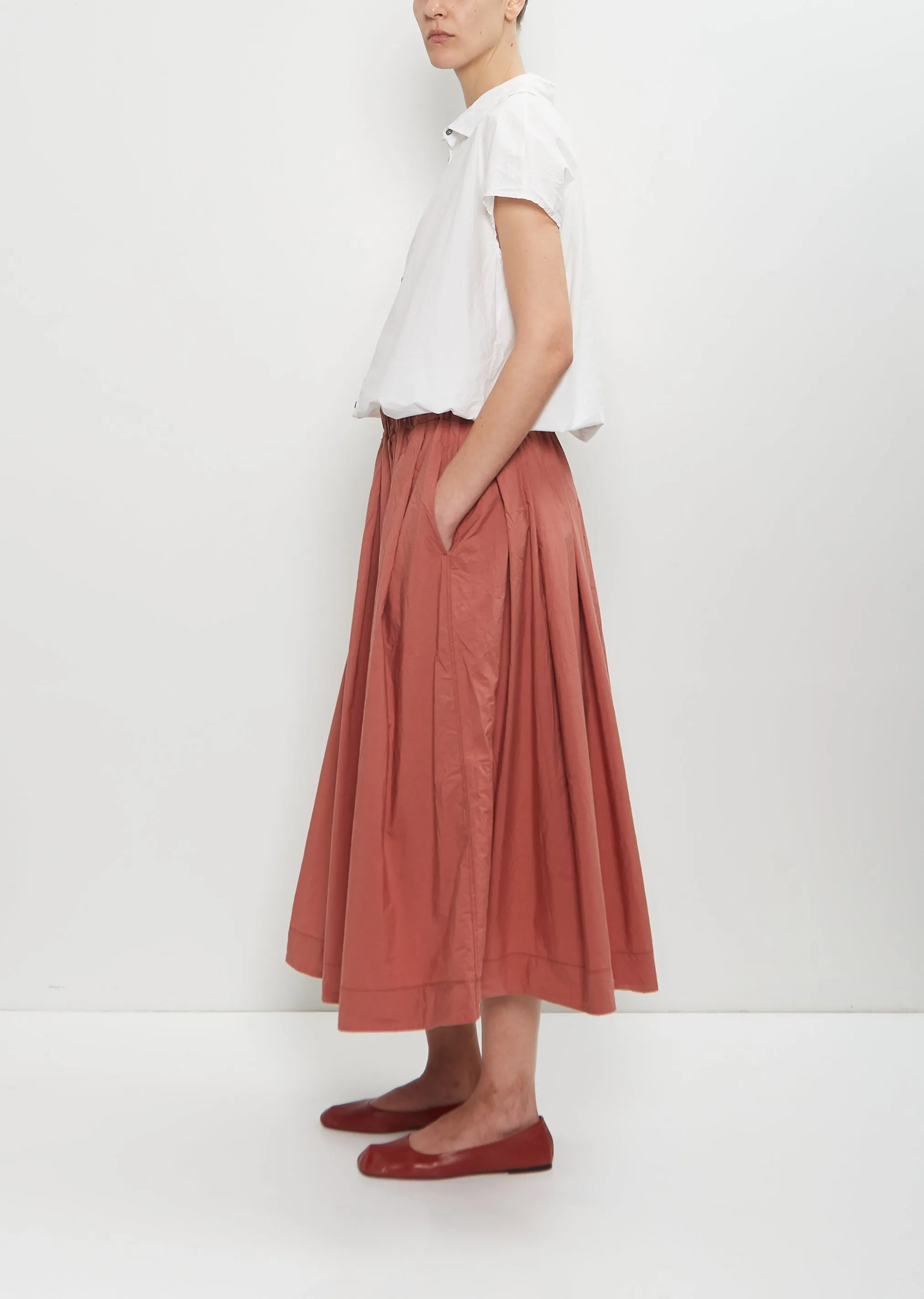 Tissue Cotton Pleated Long Skirt — Coral sold by La Garconne product image thumbnail 2