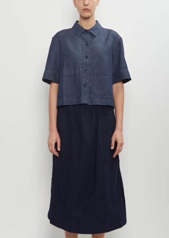 Cotton Linen Cropped Uniform Shirt sold by La Garconne