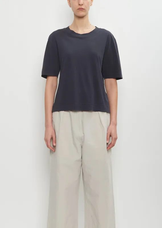 Cotton Linen Simple T-Shirt — Navy sold by La Garconne