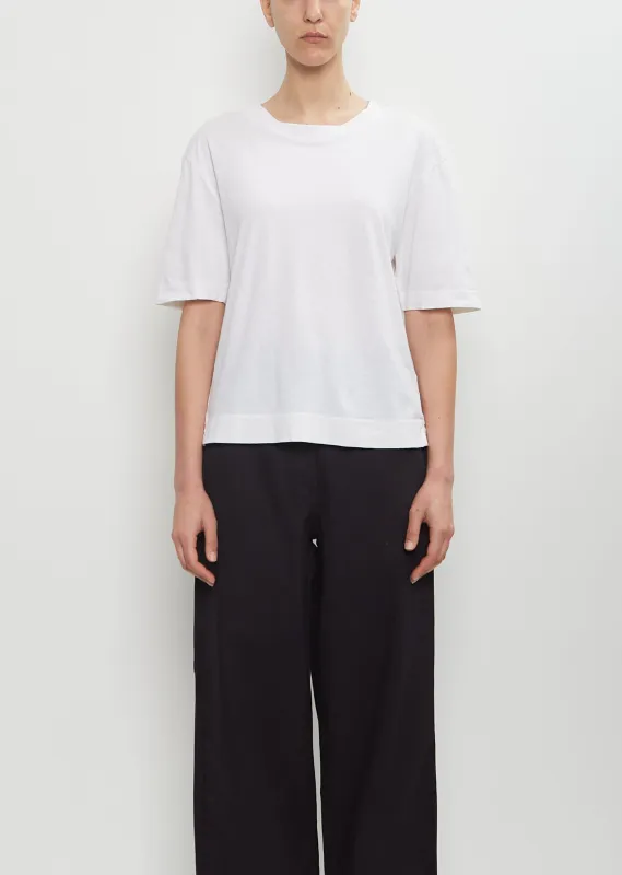 Cotton Linen Simple T-Shirt — White sold by La Garconne
