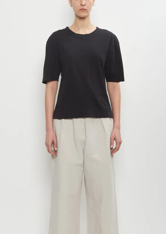 Cotton Linen Simple T-Shirt — Black sold by La Garconne