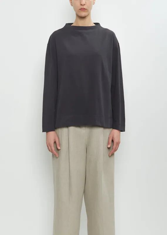 Organic Cotton Smock Neck T-Shirt — Off Black sold by La Garconne
