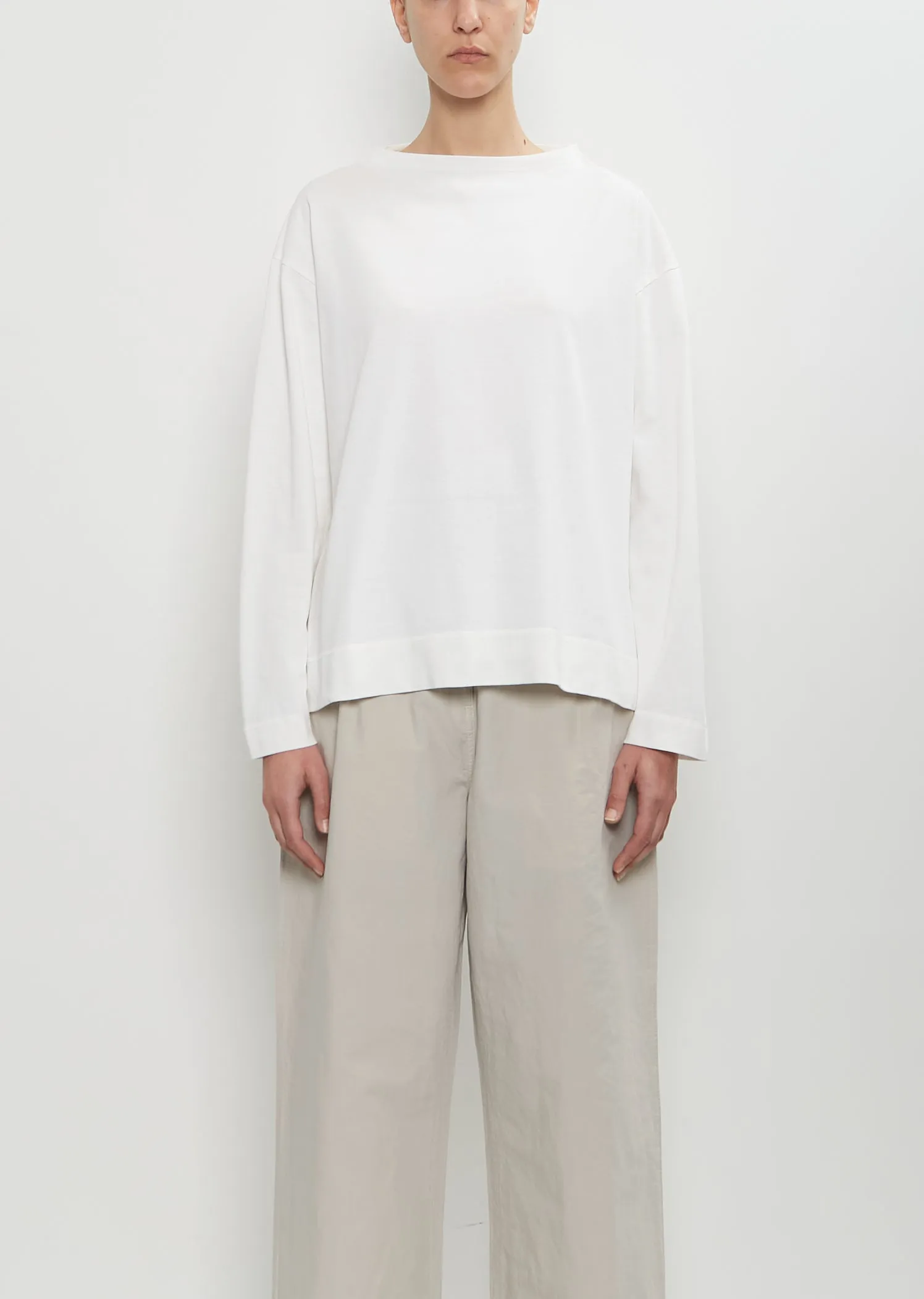 Organic Cotton Smock Neck T-Shirt — Off White sold by La Garconne