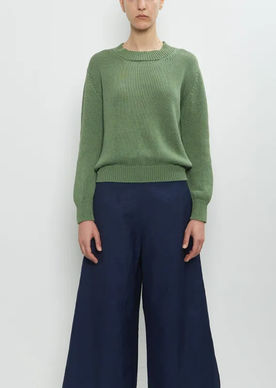 Linen Cotton Chunky Crew Neck Jumper sold by La Garconne
