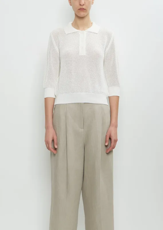 Cotton Cashmere Pointelle Polo Shirt sold by La Garconne