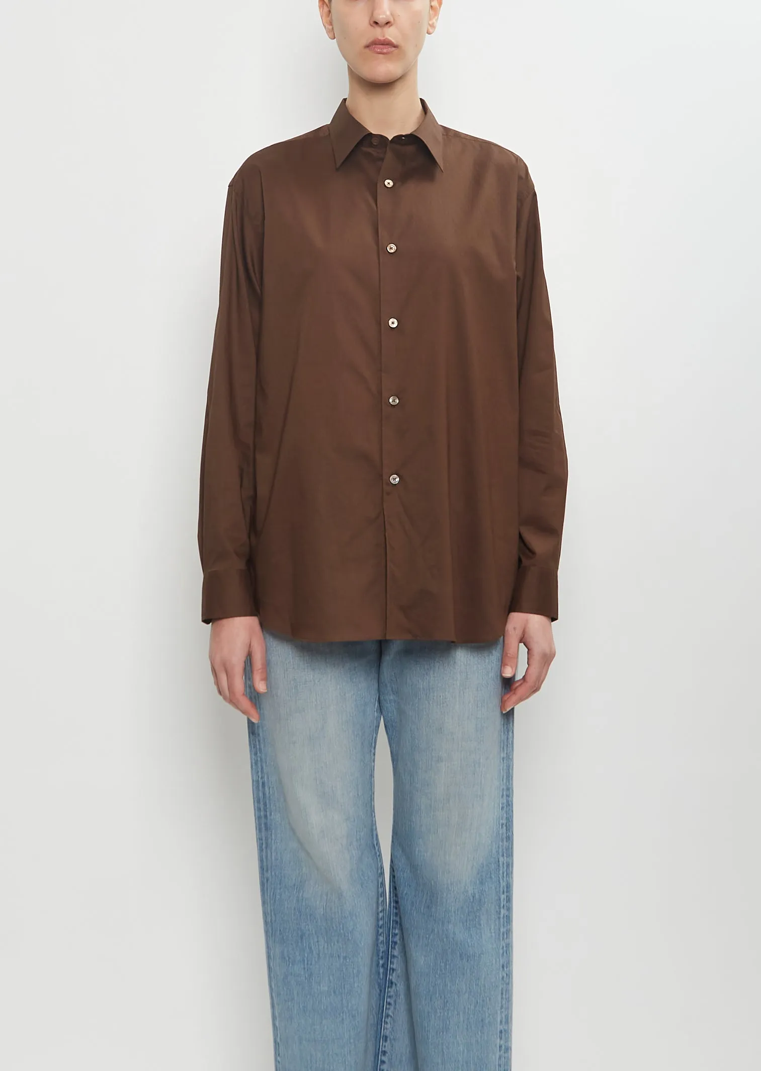 Washed Finx Typewriter Shirt — Dark Brown sold by La Garconne