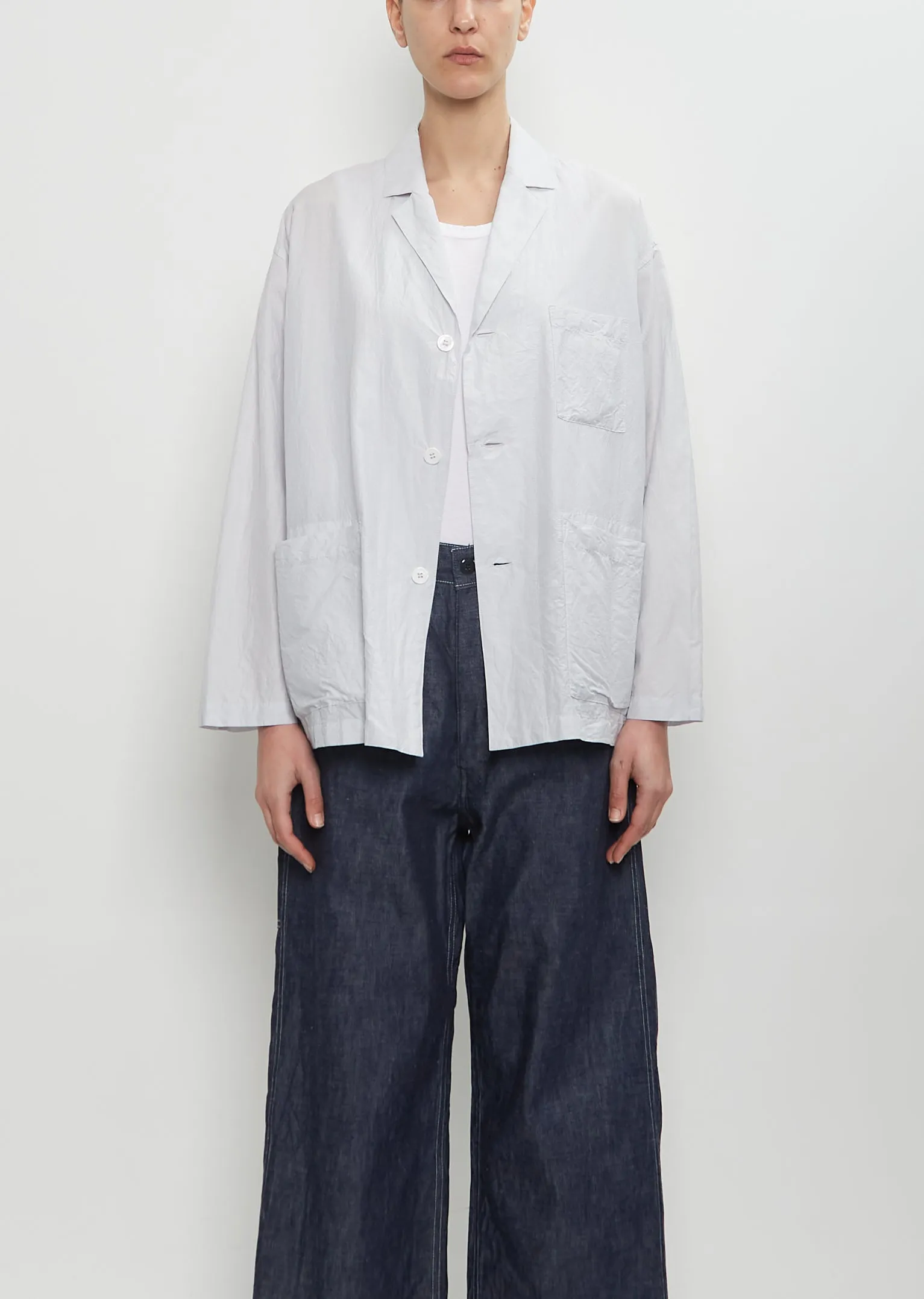 Cotton Silk Atelier Jacket — Smoke Sax Blue sold by La Garconne