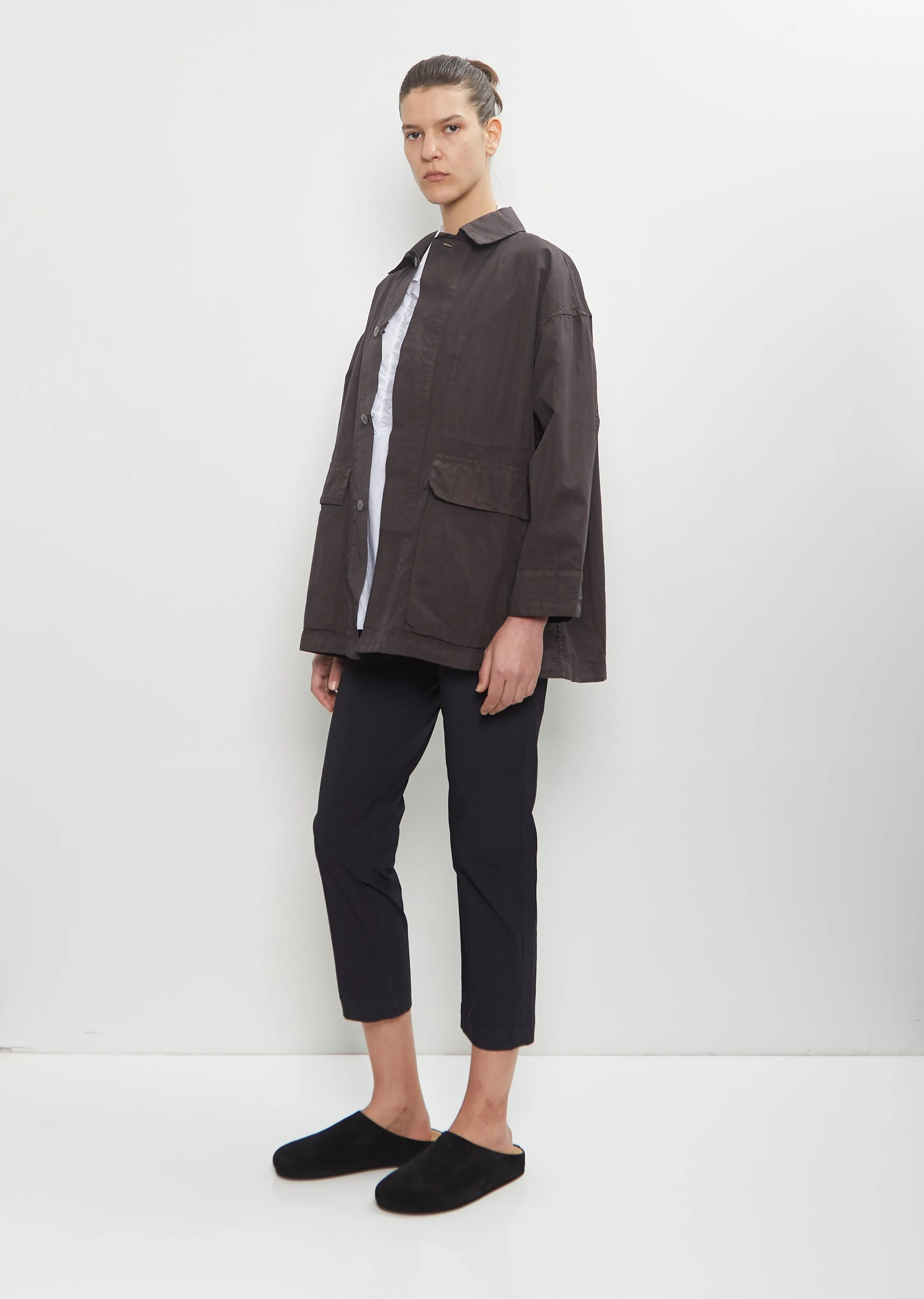 Cotton Blend Coverall Jacket — Charcoal Brown sold by La Garconne product image thumbnail 4