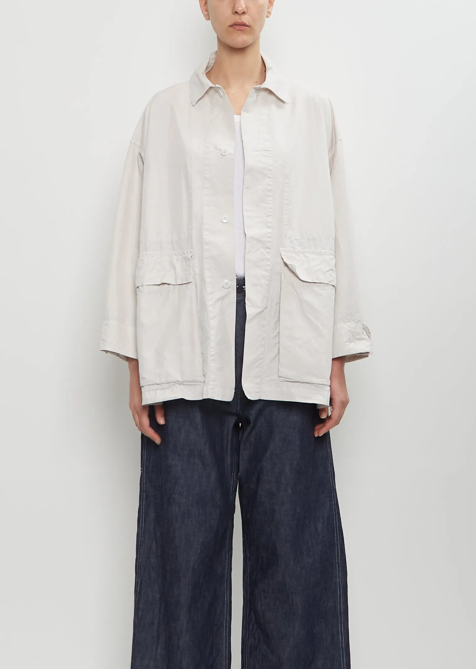 Cotton Blend Coverall Jacket — Smoke White sold by La Garconne